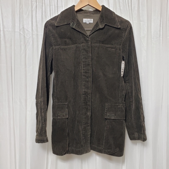 NWT Hennes Collection Olive Green Corduroy Shirt Jacket Sz EU34 - Picture 2 of 16